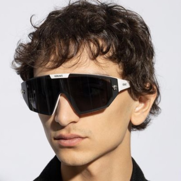 NEW VERSACE SHIELD SUNGLASSES MOD 4461 314/87 GREY BLACK VE4461 31487 OVERSIZED - Picture 2 of 9